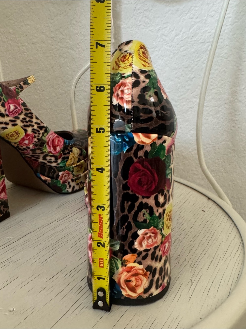 Betsey Johnson Size 8.5 Blondie Mary Jane Floral Leopard Platform Pumps Pinup - Picture 7 of 8